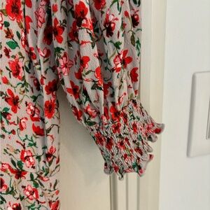 Floral puff sleeve midi dress